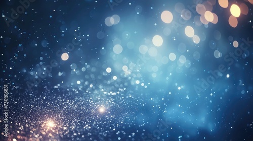Blue Festive Christmas elegant abstract background with bokeh lights and stars © buraratn