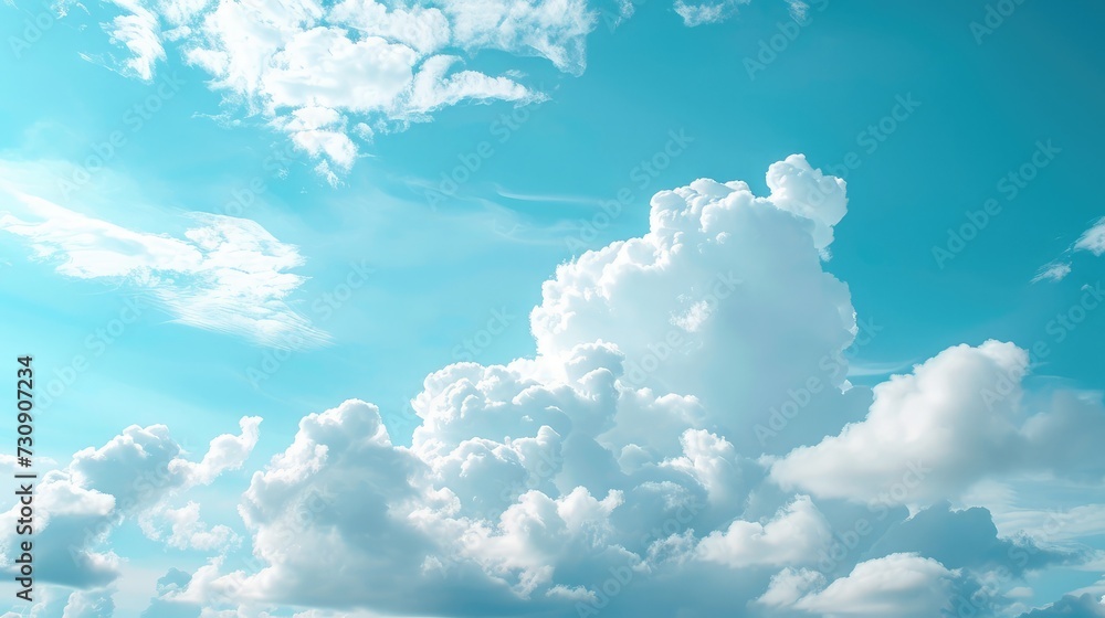 Naklejka premium Fantastic soft white clouds against blue sky