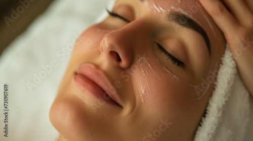 Day Spa Serenity Facial Treatment Closeup wide angle lens natural lightin