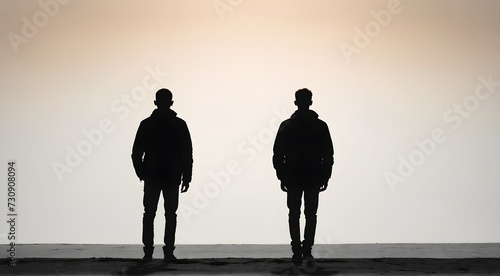 silhouette of two friends