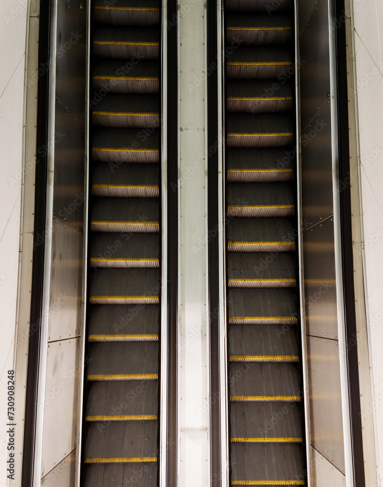 Top view of two escalators Top view of two escalators