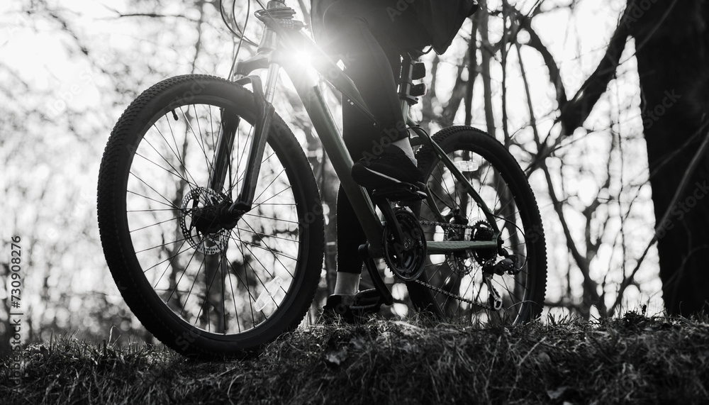 active woman riding a mountain bicycle active woman riding a mountain bicycle