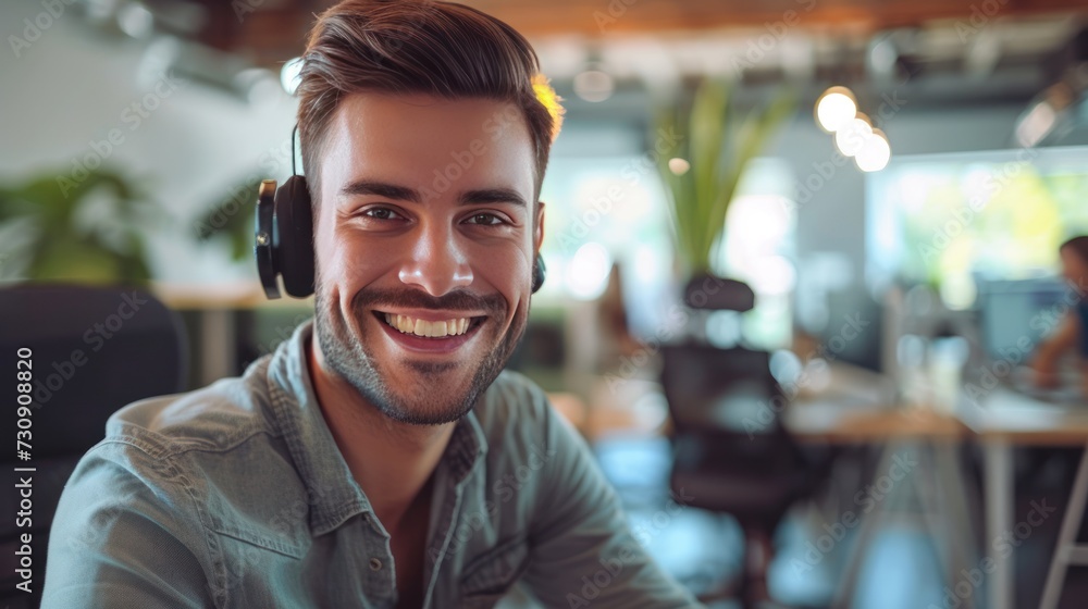 Fototapeta premium Male customer service employee at work