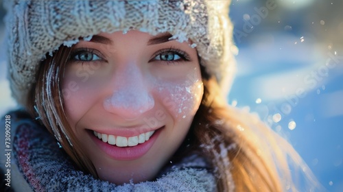 Winter Glow on the smiling woman's face