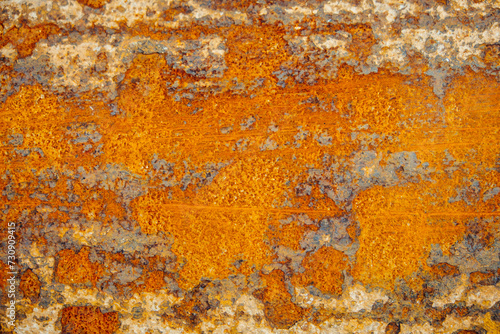 Eroded metallic texture, abstract rusty background. Corrosion spots on metal close-up.