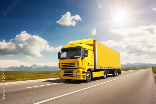 yellow truck running on the road