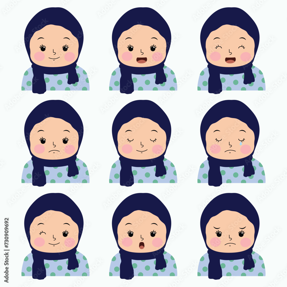 expression of a girl wearing a hijab illustration expression of a girl wearing a hijab illustration