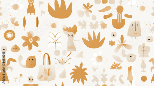 Seamless repetitive pattern abstract illustration of summer figures.  Wallpaper. Background.