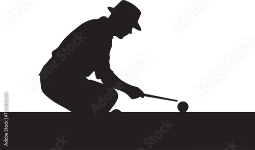 Vector illustration silhouette of the people playing in the billiards