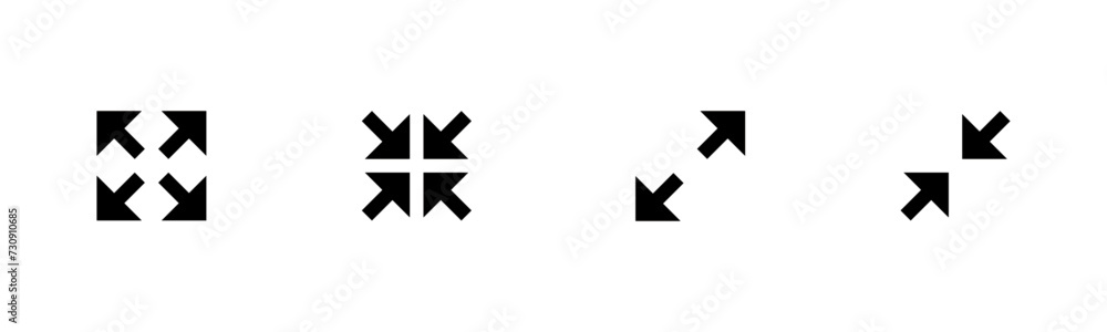 Maximize and minimize screen buttons editable outline icons set isolated on white background flat Editable vector illustration. Maximize and minimize screen buttons editable outline icons set isolated on white background flat Editable vector illustration.