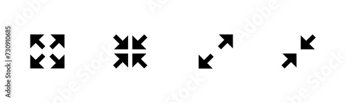 Maximize and minimize screen buttons editable outline icons set isolated on white background flat Editable vector illustration.