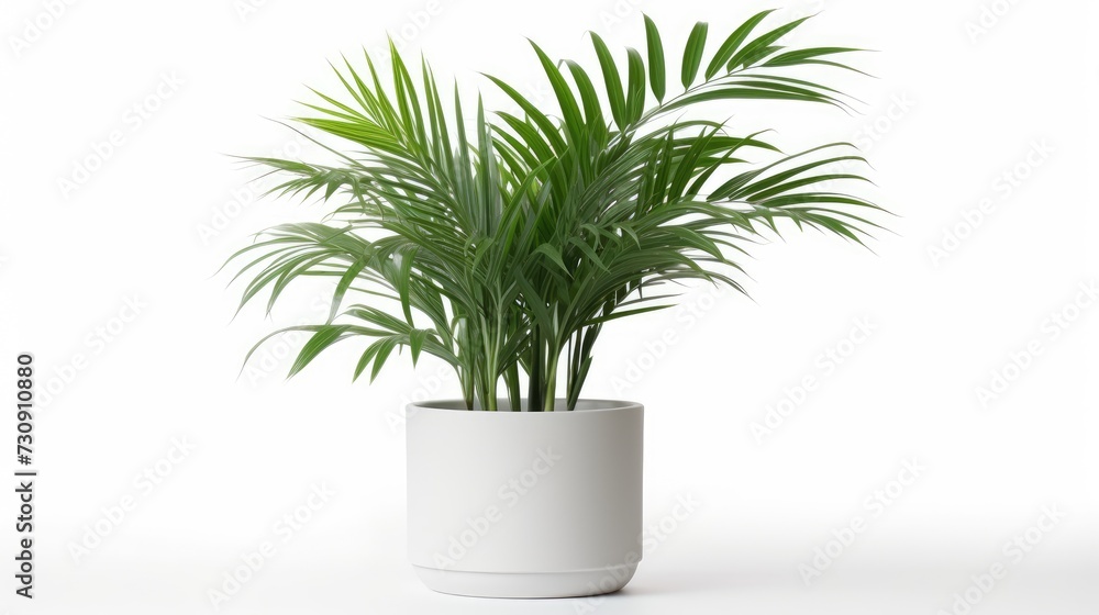 Areca palm tree in white pot isolated on white background. Areca palm tree in white pot isolated on white background.