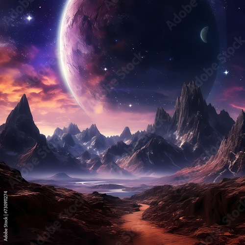 Alien Landscape with Giant Planets