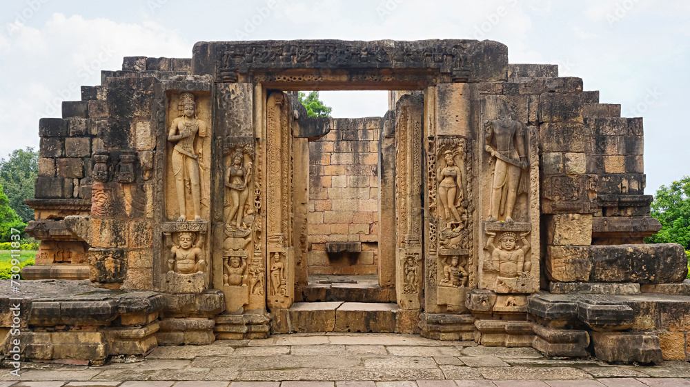 Front View of Bhima Kichak Temple, it Dated Around 6th-7th Century A.D, Malhar, Bilaspur, Chhattisgarh, India... - obrazy, fototapety, plakaty 