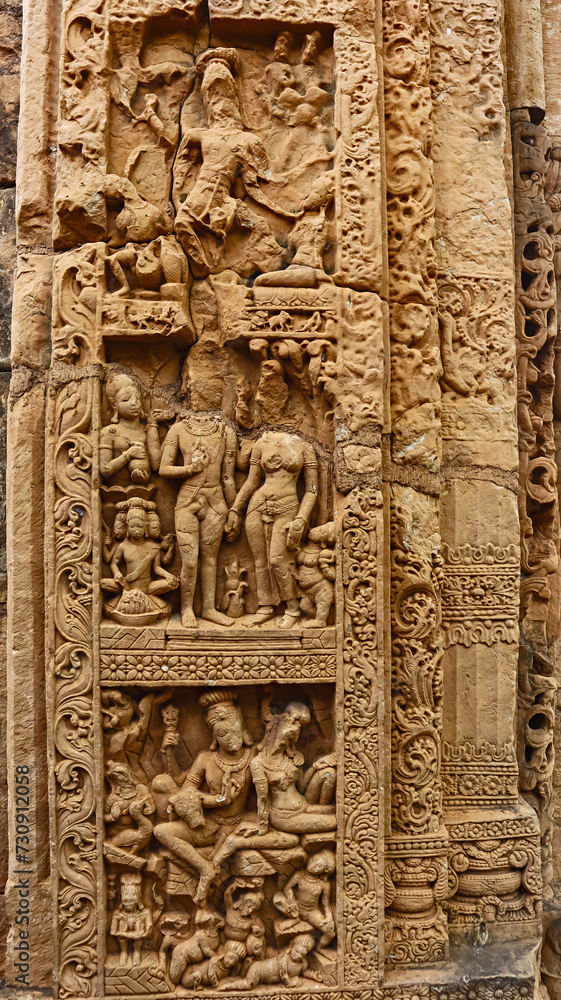 Ancient Stories Carved on the Entrance of Bhima Kichak Temple, Malhar, Bilaspur, Chhattisgarh, India.