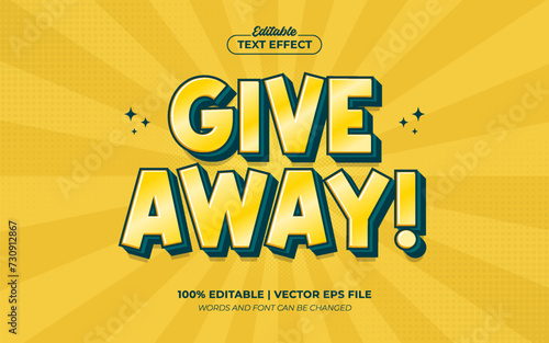 Giveaway 3d Cartoon Editable Text Effect Template Style Premium Vector