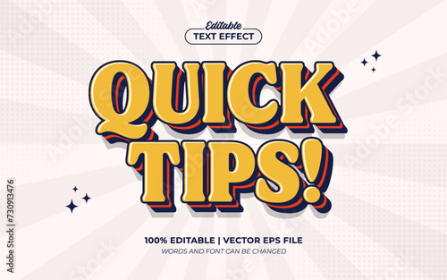 Quick Tips 3d Cartoon Editable Text Effect Template Style Premium Vector
