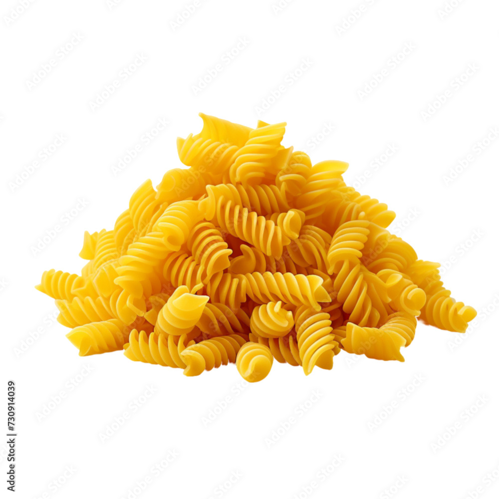 Top view of raw macaroni pasta on white background with clipping path and full depth of field Top view of raw macaroni pasta on white background with clipping path and full depth of field