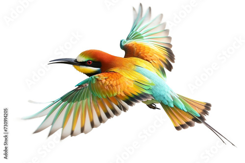 Colorful Bird in Flight on transparent background