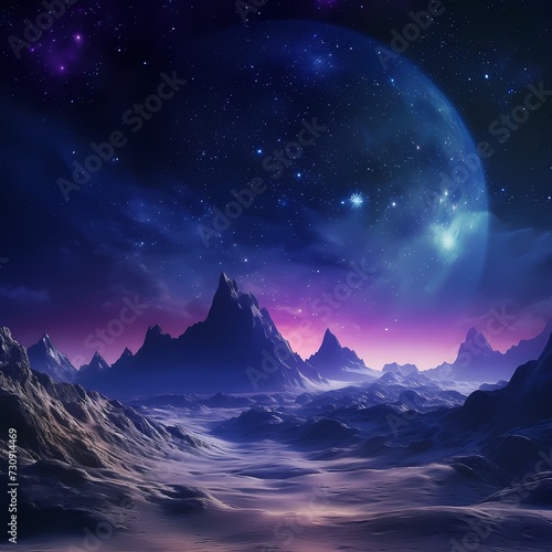 Ethereal Cosmic Mountain Landscape