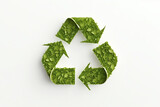 green recycling symbol on white background. Created with artificial intelligence.