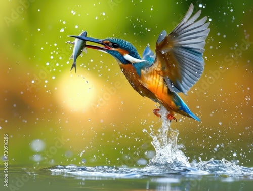 Kingfisher Catching Fish © DADA