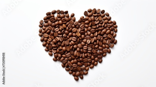 A Harmonious Brew: Coffee Beans Form an Artistic Heart. Generative AI.