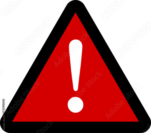 Red and White Triangular Warning or Attention Sign with Exclamation Mark Icon. Vector Image.