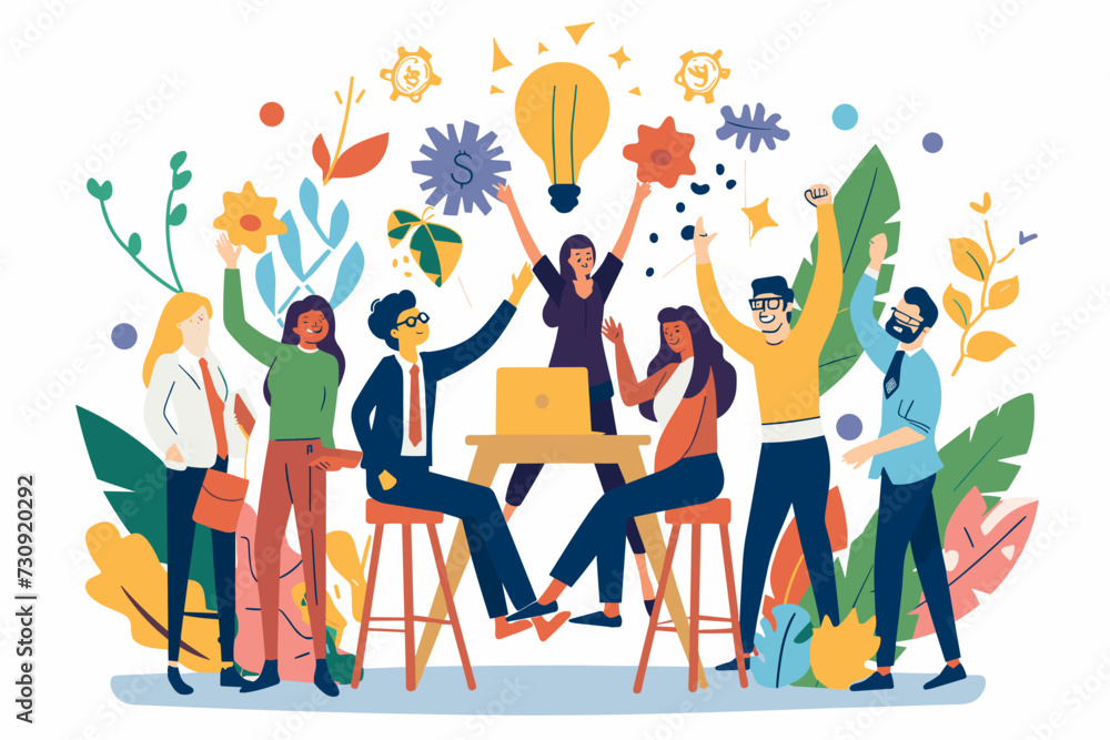 Synergy in Action: Teamwork and Collaboration for Business Success, Diverse Group of Professionals Working Together, Brainstorming Ideas, Achieving Goals, and Celebrating Victories.