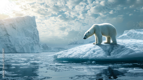 White bear on iceberg. 