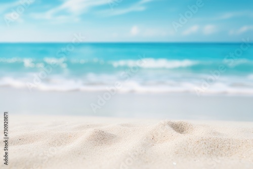 Serene Tropical Shore: White Sand Beach and Turquoise Waters - Generative AI