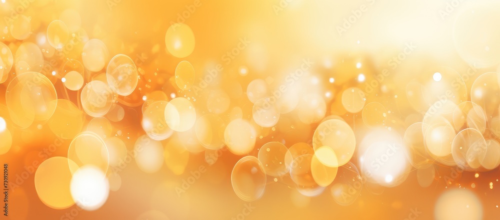 Golden Radiance: Abstract Bokeh Lights on Warm Yellow Background - Generative AI