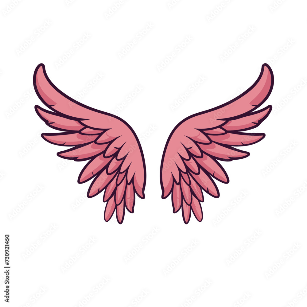 Fototapeta premium angel pink wings vector illustration isolated transparent background, cut out or cutout t-shirt design