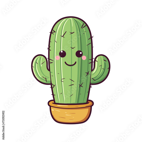 happy cartoon smiling cactus succulent in a pot  vector illustration isolated transparent background, cut out or cutout t-shirt design