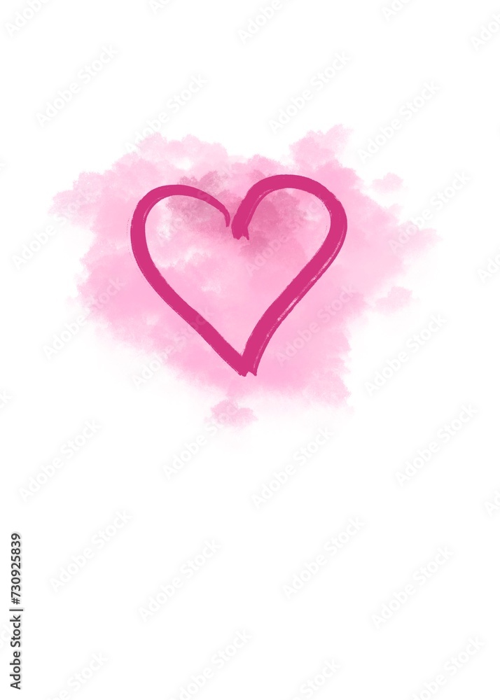 Heart in a pink haze on a white background
