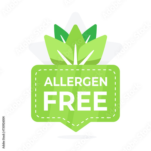 Health friendly allergen free label with a leaf design for hypoallergenic product assurance