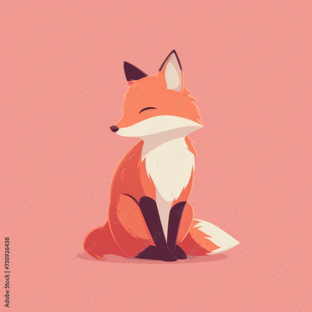 Smiling Cartoon Fox Flat Logo Illustration With a Modern Flat Design Aesthetic Smiling Cartoon Fox Flat Logo Illustration With a Modern Flat Design Aesthetic