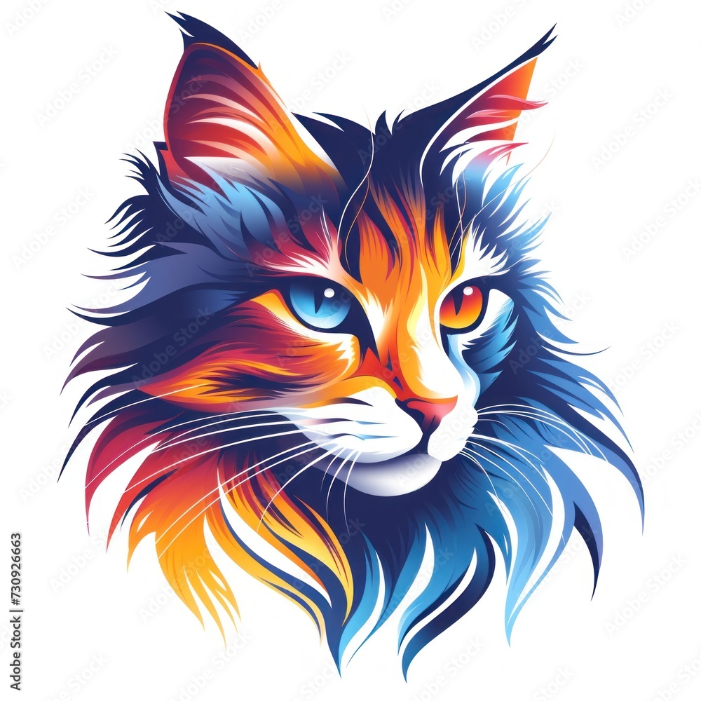 Vibrant Multi-Colored Illustration of a Stylized Cat With Artistic Flair