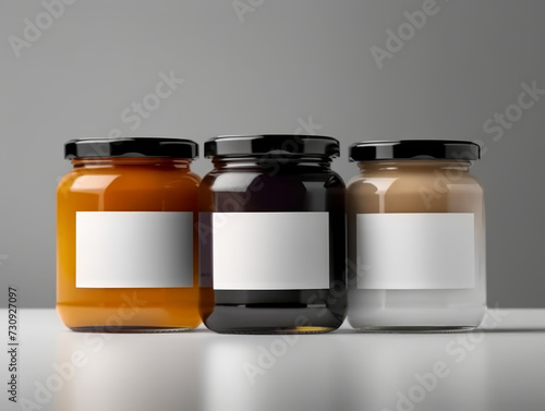 Isolated Honey Jar Mock-Up With Blank Label photo