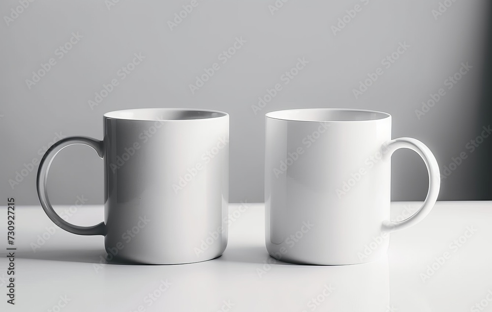 Isolated mug cups on white background. Mockup for design Isolated mug cups on white background. Mockup for design