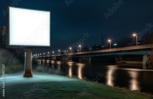 Blank billboard for advertisement at twilight