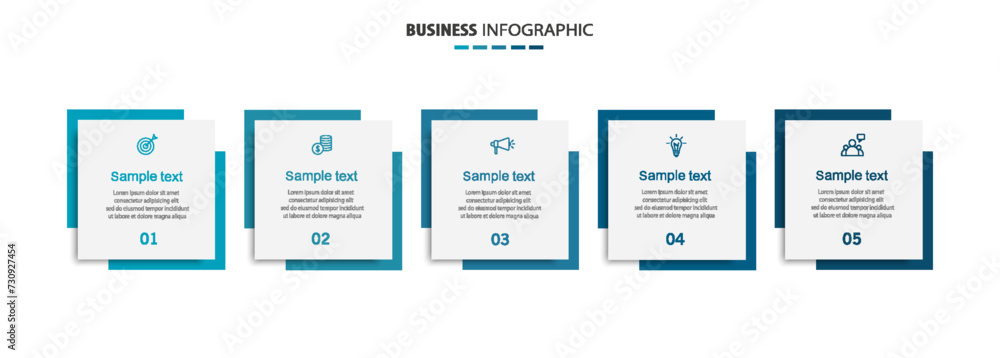 Business vector infographic template with 5 options or steps