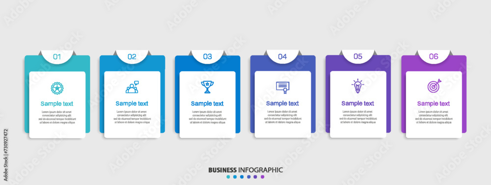 Business infographic vector design template with 6 options, steps or processes