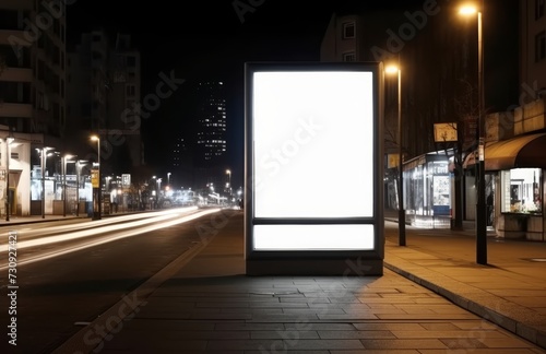 Blank billboard for advertisement at twilight