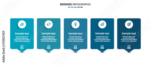 Business vector infographic template with 5 options or steps photo