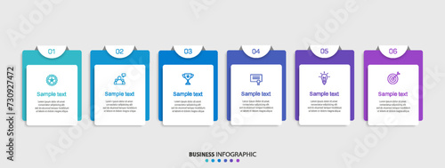 Business infographic vector design template with 6 options, steps or processes