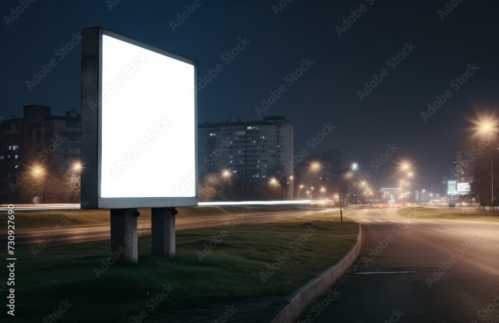 Blank billboard for advertisement at twilight