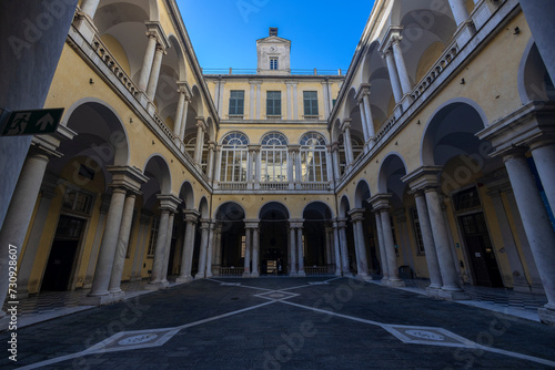 GENOA, ITALY, JANUARY 20, 2024 - View of the colonnade of the University of Genoa, Italy © faber121