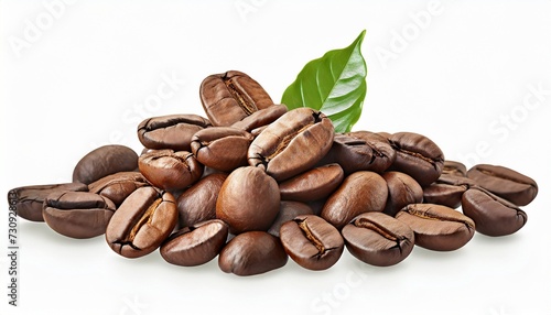 coffee beans on white background with clipping path