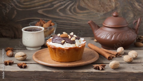 cake on old wooden background